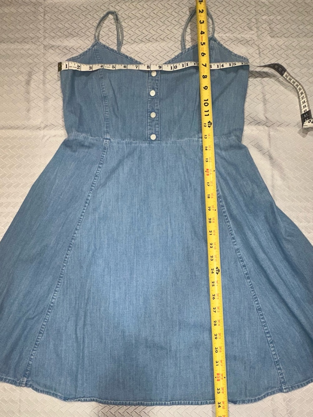 GAP Blue Soft Denim Button-Front Spaghetti Strap Mini Dress
